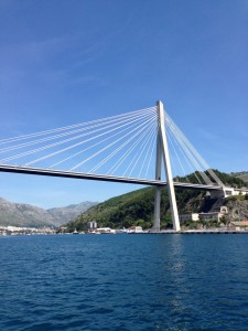 View from the Med: Breezing under the iconic bridge at the entrance to the Port of Dubrovnik.