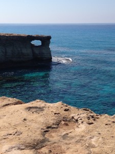 1. The Idiot's first swim in the Mediterranean Sea on Cyprus occurred when he jumped off this cliff and...