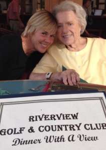 Enjoying a meal with a river/mountain view in the company of his 95-year-old mother and younger MedTrekking-and-otherwise partner Liz Chapin.
