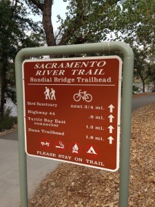 Typical signage on the Sacramento River Trail.
