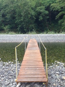 Bridges are installed across Redwood Creek during the summer.