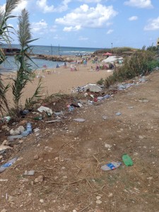Garbage and trash are virtually everywhere on the Mediterranean seaside in Lebanon.
