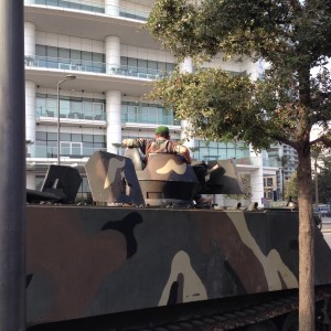 MedTekkers meet tanks in downtown Beirut.