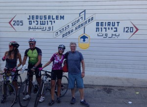 Israel: The Idiot meets cyclists from Haifa at the border between Israel and Lebanon.