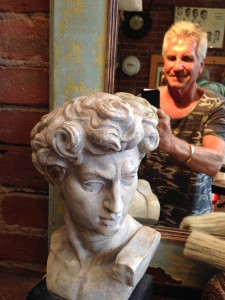 Mike Hernandez, The Idiot's barber, was asked to reproduce the look of Michelangelo's David.  "Wait until it grows out a bit," Mike said.