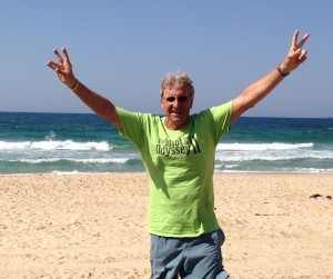 The Idiot reached the tall wall on the Mediterranean Sea that dramatically represents the border between Israel and Gaza. He was greeted by warning signs, Israeli soliders and a drone after MedTrekking here from Syria along the Lebanon and Israel seasides. (Photo: Sara Stratte)