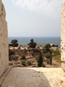 A view of the Mediterranean from the top of a 12th century  citadel in Byblos, Lebanon.