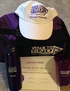 "The Idiot and the Odyssey" was a top fundraising team in the Redding, CA, Walk To End Alzheimer's and The Idiot was the leading individual fundraiser.