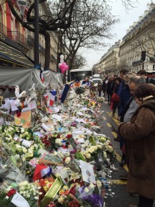 Flowers in front of the Bataclan Café and Theater where 89 people were massacred. (Photo: Sonia Stratte-McClure)