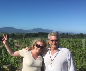 "Lady and the Tramp" tiptoe through vineyards near Blenheim on New Zealand's South Island.