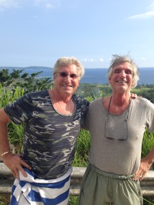 Reuniting with John Keeney, who worked with him on a magazine in Paris in the 1970s, at the Mele Cascades on the island of Efate,  Vanuatu.