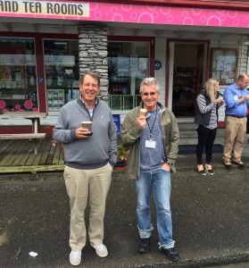 The Idiot has coffee and an ice cream with Steven Vermut, a fellow traveler from San Francisco on New Zealand's South Island. (Photo: Barbara Vermut)