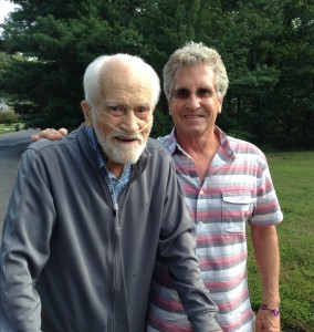 Elliott Thompson, 103, walked a mile with The Idiot in his Fairfax, VA, neighborhood with the assistance of a walker he called "Ruby."