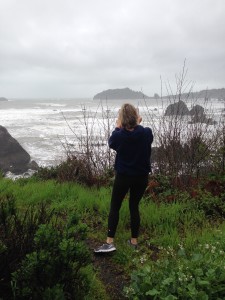 The Idiot takes a photo of partner Liz Chapin taking a photo of Trinidad Head.