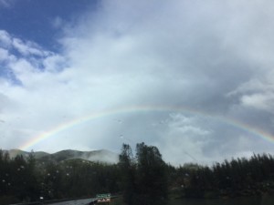 The idiot's last stroll of the day takes him to the  pot of gold at the end of the rainbow at Whiskeytown Lake west of Redding, CA. (Photo: Liz Chapin)