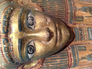And he was stunned when he discovered an ornate mummy mask.