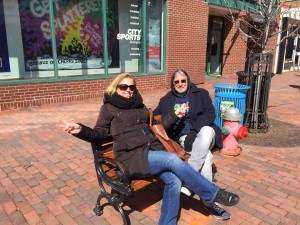 Relaxing with his daughter Sonia in downtown Burlington. (Photo: Liz Chapin)