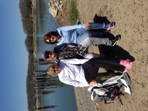Taking a break with Liz and Joanna during a walk through 484-acre Bare Cove Park, which was a U.S.  Navy ammunition depot from 1906-1971. 