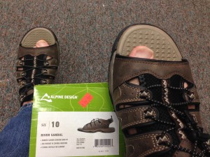 Although The Idiot won't abandon his Teva hiking sandals, he couldn't resist the fire-sale prices at the Sports Authority liquidation sale in Redding, CA. 