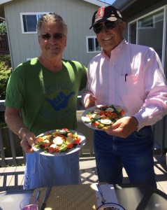 Enjoying a healthy lunch with Stanford classmate Kevin Devine prepared by Liz Chapin, The Idiot's partner and caregiver. (Photo: Liz Chapin)