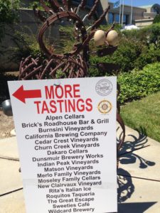 Directional signs were hung on sculptures to point The Idiot to his next tasting.