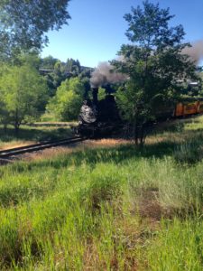 Meeting the steam train on the tracks from Durango to Silverton, CO.