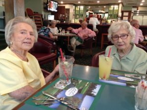 96-year-old Republicans Helen Stratte (Vodka Tonic Light) and Patricia Stubblefield (Virgin Margarita) compare the election where they cast their first vote (Roosevelt vs Wilkie in 1940) with today's candidates. The result: Another Vodka Tonic Light, please.