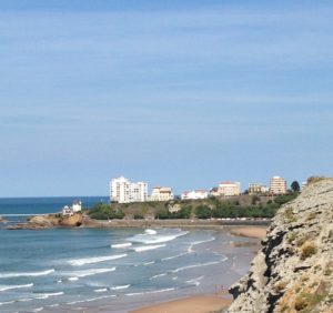 Walking north along the Atlantic Ocean towards Biarritz in southwestern France.
