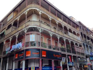 Albeit somewhat weathered with age, this building facade in downtown Port Said, Egypt, resembles one in New Orleans.