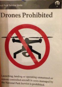 ....drones are prohibited in National Parks.
