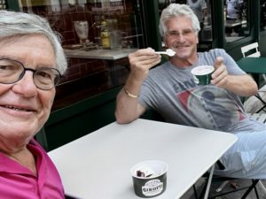 The Idiot and long-time friend Jim Bittermann had no trouble finding an empty table for ice cream at Girotti during August.